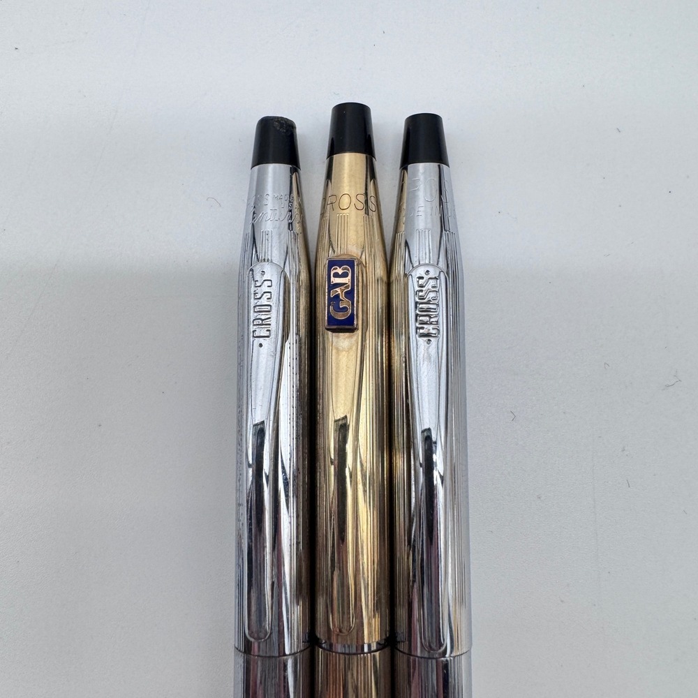 Cross Pen and Pencil Set Gold Silver Vintage 3 Piece Writing Trio